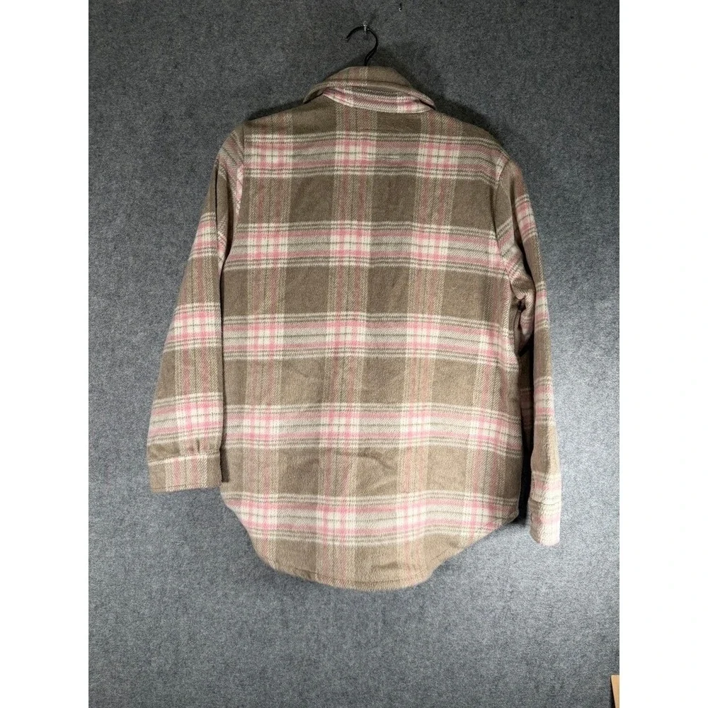 BLANKNYC Plaid Shirt Jacket Shacket Pink Tan Beige Women's Size S Button Up Fall
